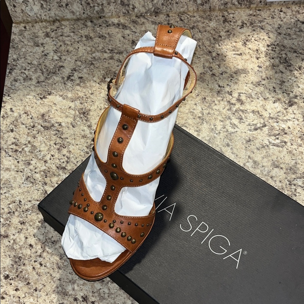 Via Spiga Women's Tan Studded Sandals